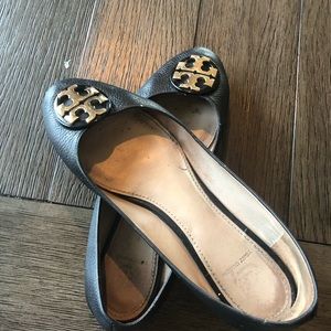 Authentic Tory Burch Black Reva Leather Flats